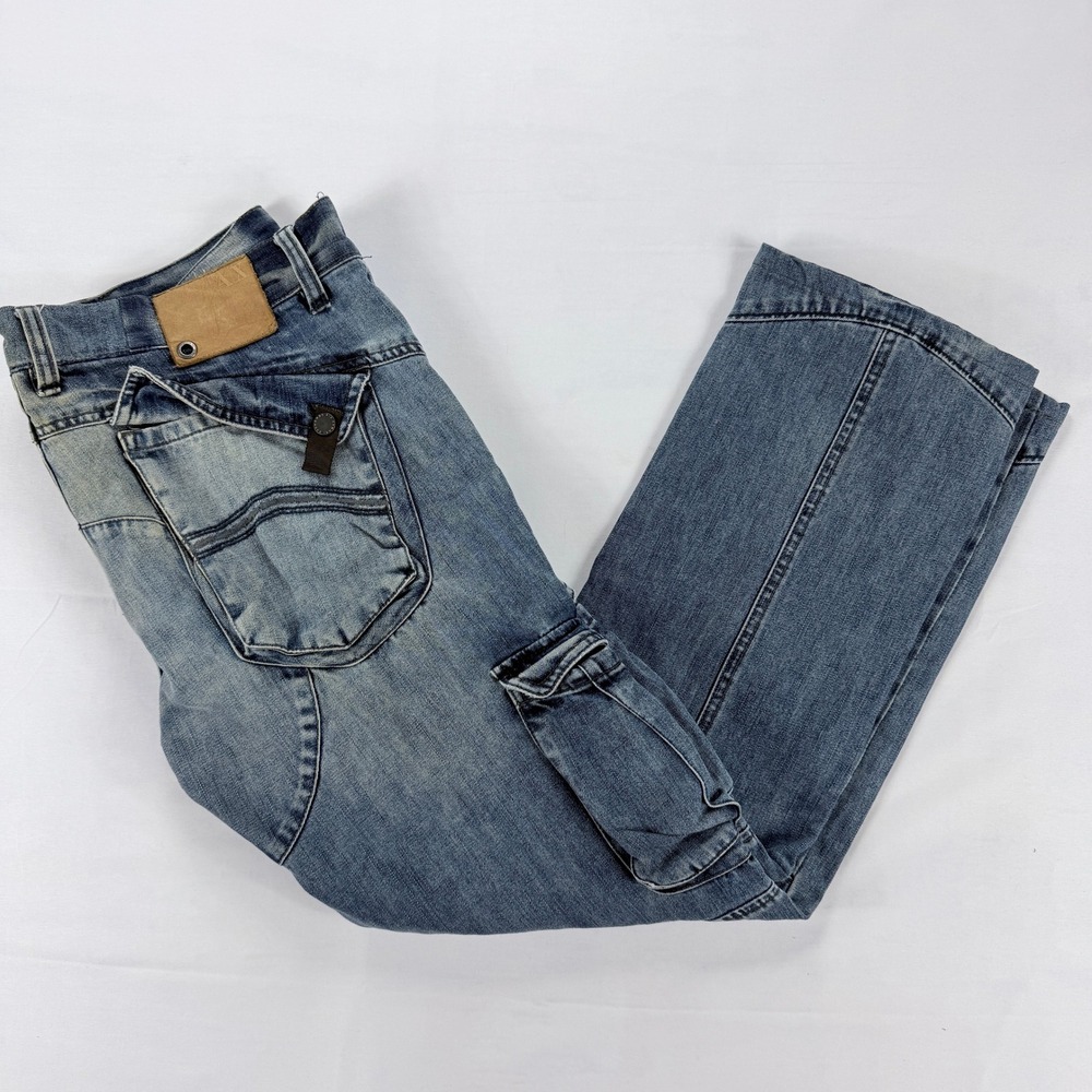 Armani Exchange Denim Cargo Jeans Utility Blue Mens 38x29 Straight Fit